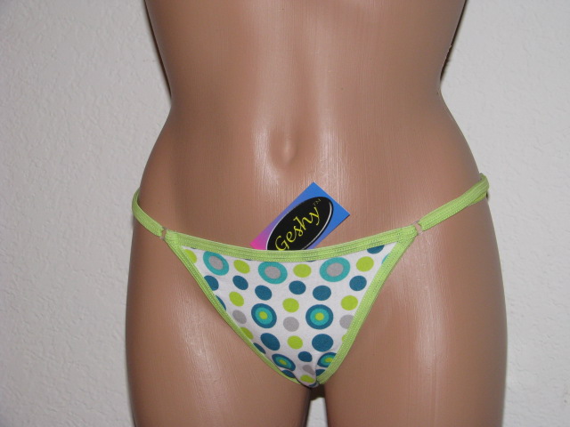 Green polka dot thong.