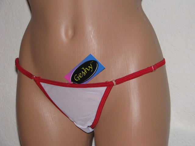Women's white and red thong.