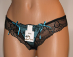Blue and Black Lace Thong