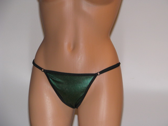 Shiney Green Thong Front View
