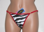 Black, White and Red Zebra Thong
